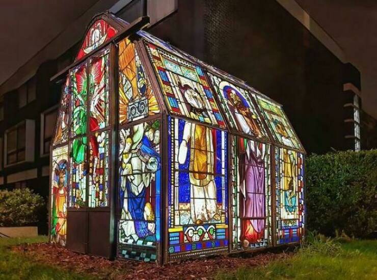 "Green House Made From Stained Glass Windows"