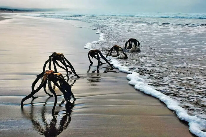 Upside-Down Dried-Out Aloe Ferox Leaves Which The Sea Washed Ashore, Why Nature?