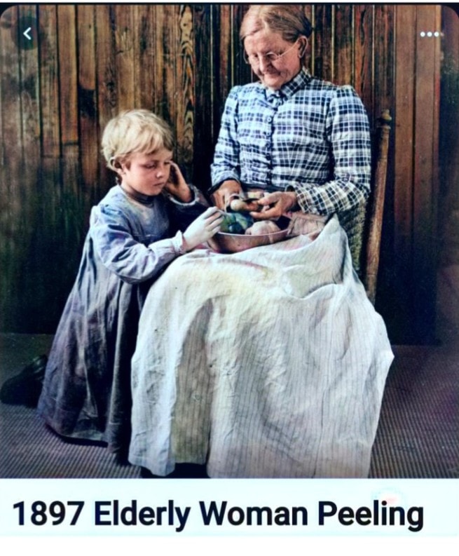historical photographs - 1897 Elderly Woman Peeling
