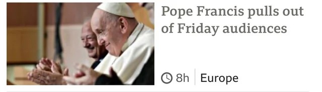 dirty pics - conversation - Pope Francis pulls out of Friday audiences 8h Europe