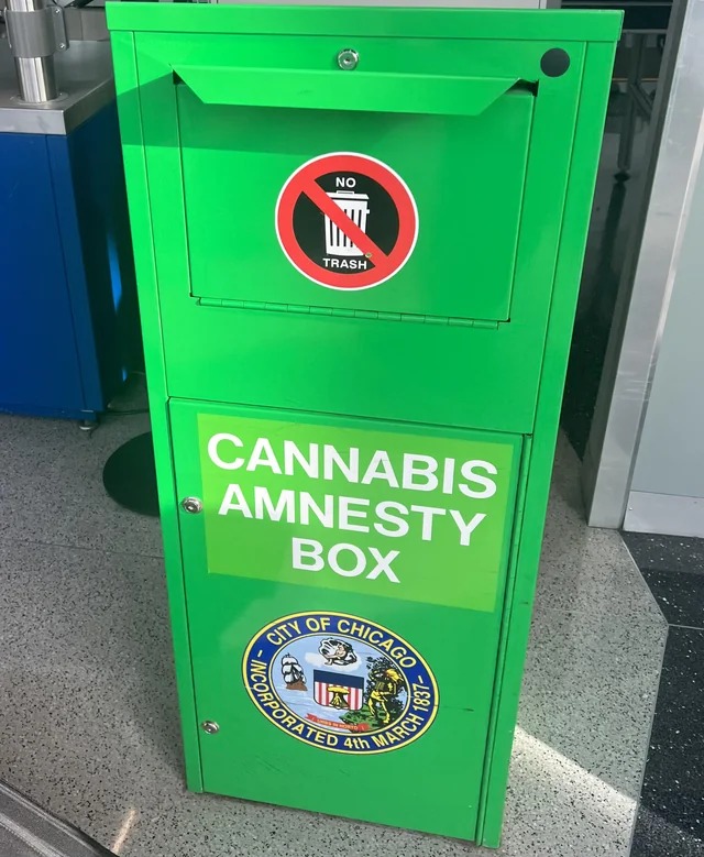 cannabis amnesty box at O’Hare