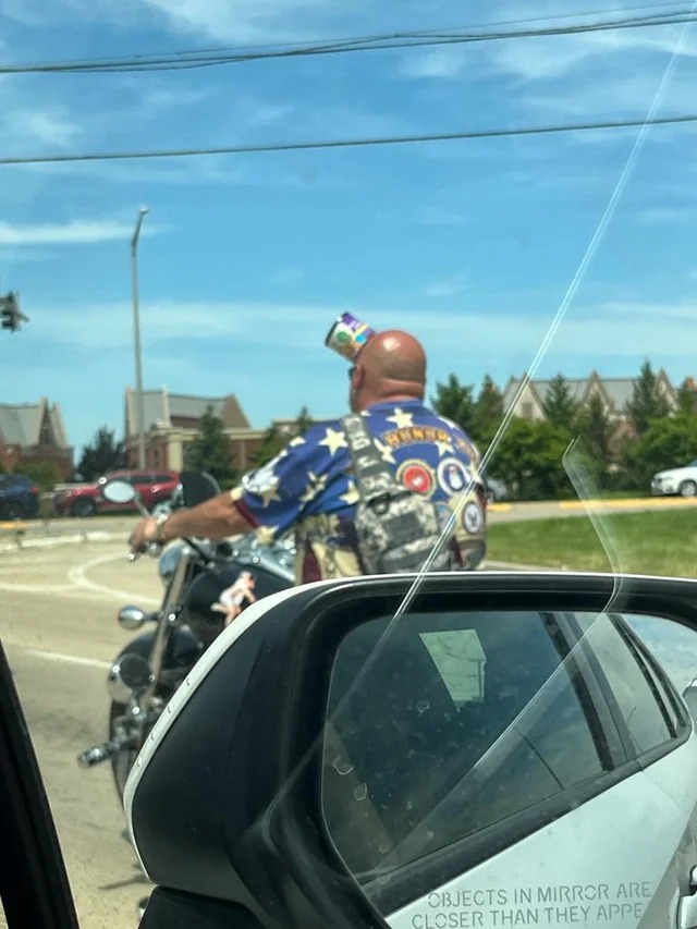 This guy wearing a can of peanuts instead of a helmet