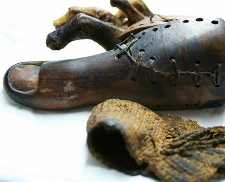 Oldest Prosthetic (3,000 Years Old)

This 3,000-year-old prosthetic was used to help someone in Egypt walk again. Tests carried out with a replica proved that it was a working, practical prosthetic, not just a cosmetic one.