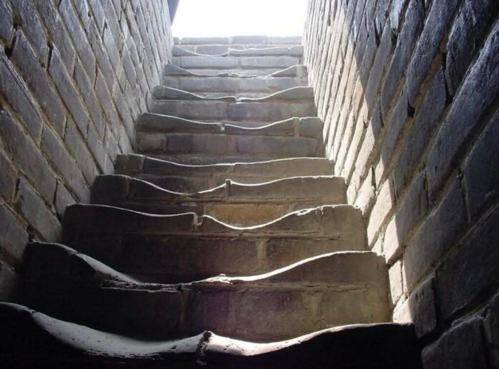 worn down by time --  stairs on the great wall of china