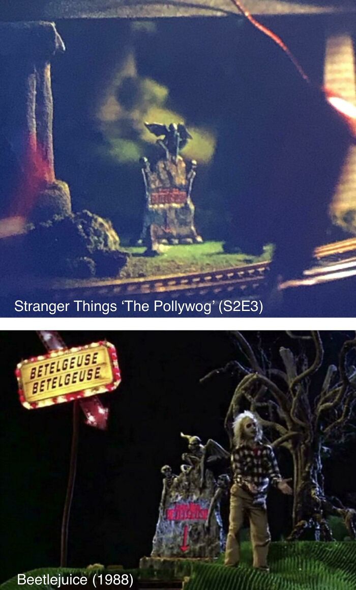 In The Stranger Things Episode ‘Chapter Three: The Pollywog’ (S2e3), If You Look Closely At Mr. Clarke’s Town Model, You Can See The Betelgeuse Tombstone From Beetlejuice (1988)