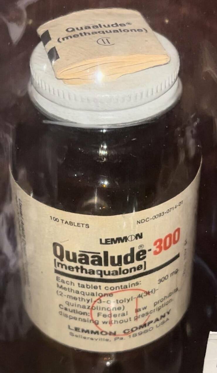 mildly interesting pics - liqueur - Quaaludes methaqualone 100 Tablets Ndc0093071401 Lemmon Quaalude300 methaqualone Each tablet contains Methaqualone quinazolinone 2methyl3ctolyl43H dispensing without prescription. Caution Federal law prohibits 300 mg Le
