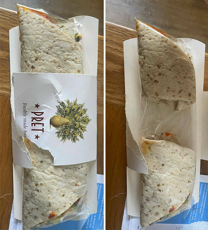 shrinkflation pics - tortilla - Pret Freshly made food ve included details of some cover changes in this pack Remember cover is there to best every day the most of it nges in this pack of some Remember on is there to every day. most of