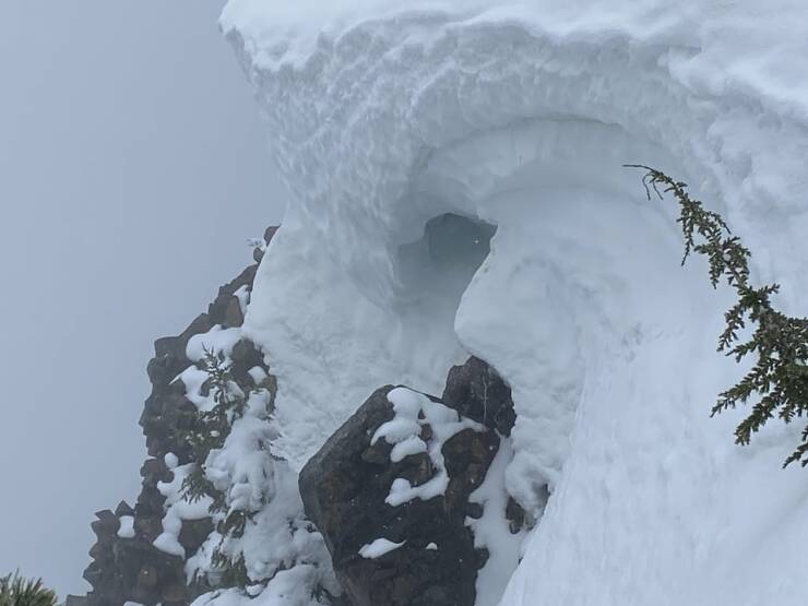 "Snow Cave on Shear Cliff at Mt. Hood"