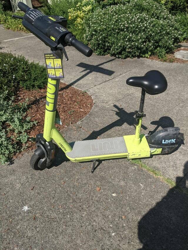 "This e scooter has a seat"