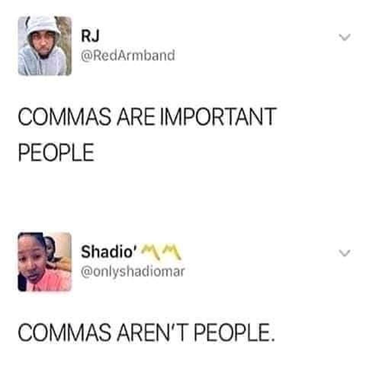 dank memes - commas are important people commas aren t people - Rj Commas Are Important People Shadio' Commas Aren'T People. >