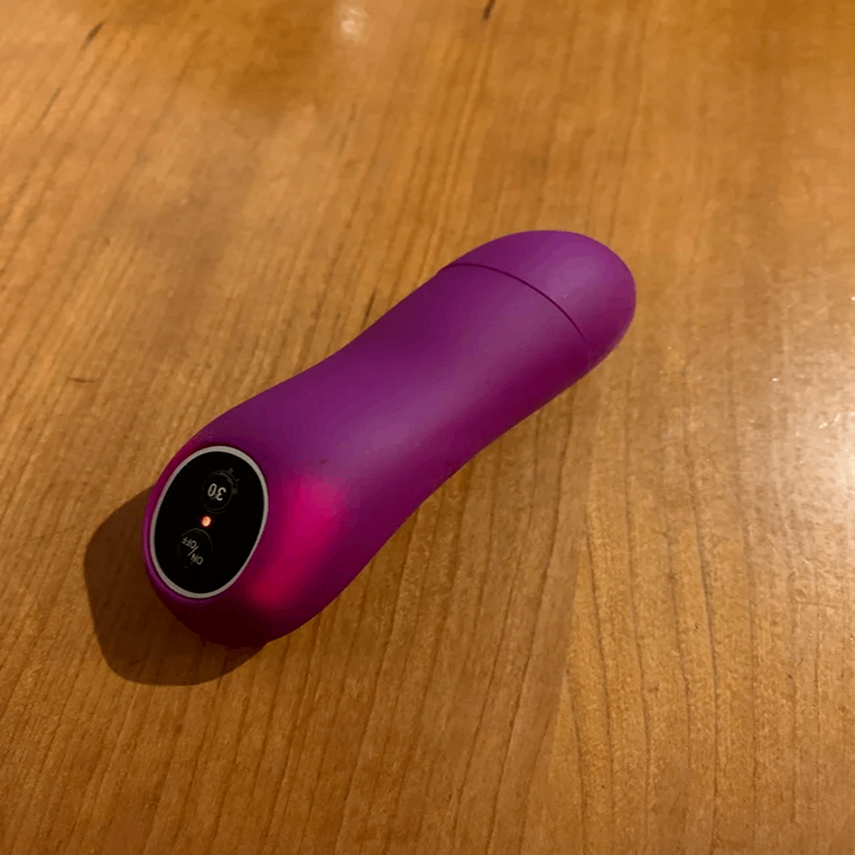 My dog brought this home, doesn’t really do anything except light up when turned on. Answer: remote control for — you guessed it — a sex toy.