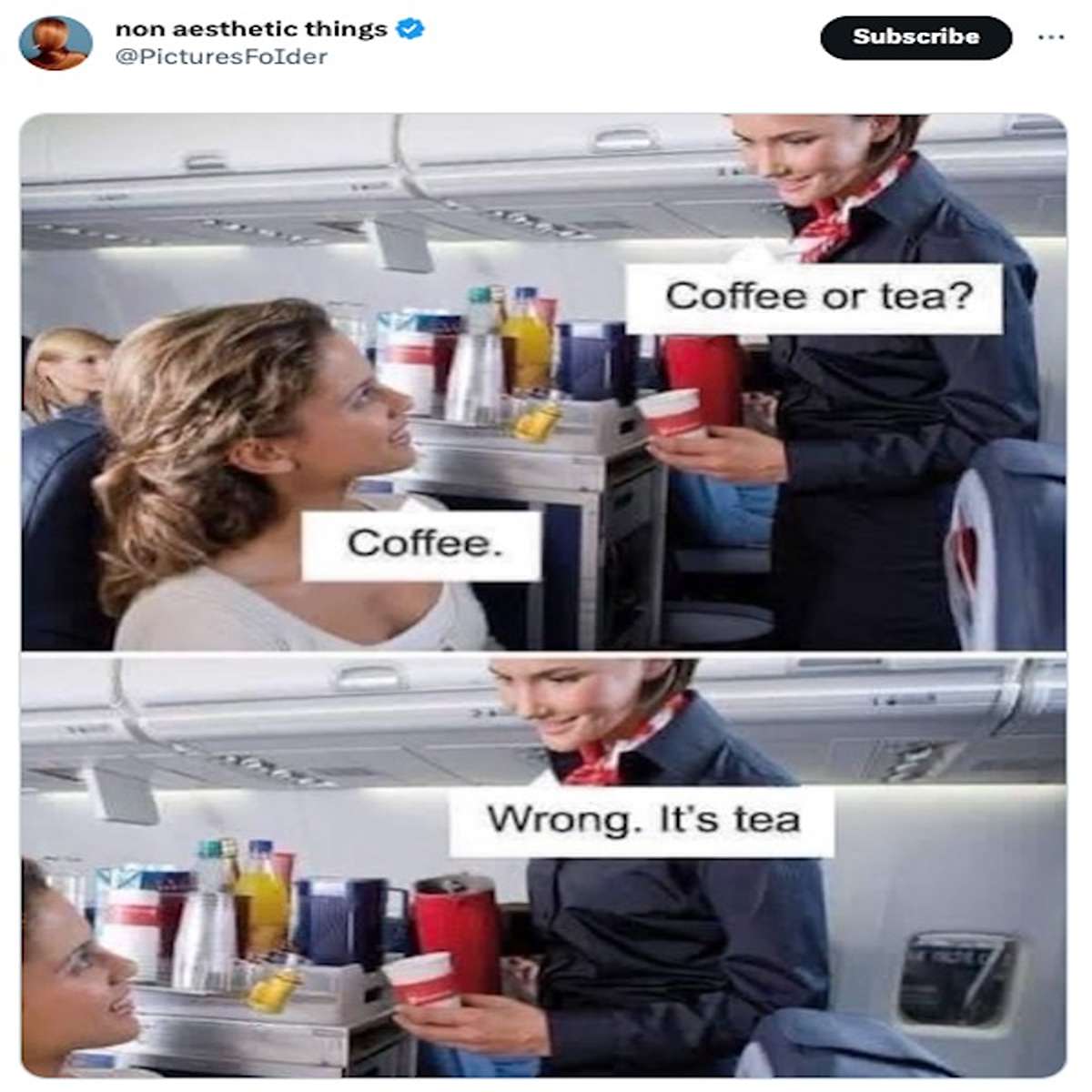 funny tweets and memes - non aesthetic things FoIder Coffee. Subscribe Coffee or tea? Wrong. It's tea