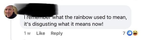 crazy FB posts - ear - Tremember what the rainbow used to mean, it's disgusting what it means now! 1 w 7