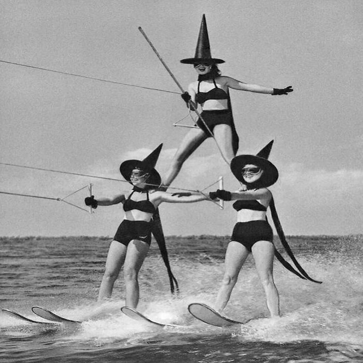 ridiculous pics from the past - water skiing witches