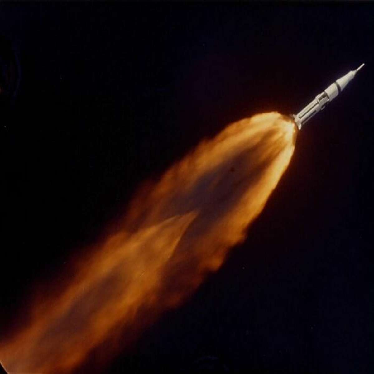 The Saturn Launch Vehicle Carrying The Apollo 7 Spacecraft, 1968. Apollo 7 Was The First Crewed Flight In Nasa's Apollo Program, And Saw The Resumption Of Human Spaceflight By The Agency After The Fire That Killed The Three Apollo 1 Astronauts During A Launch Rehearsal Test On January 27, 1967