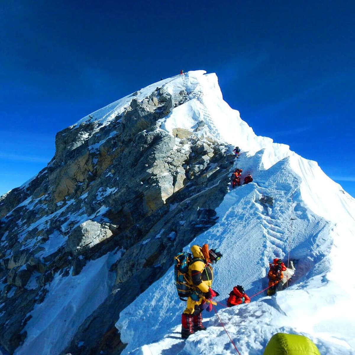 It's estimated that around this area of Mount Everest, there's about 150 to 200 dead bodies just scattered about.