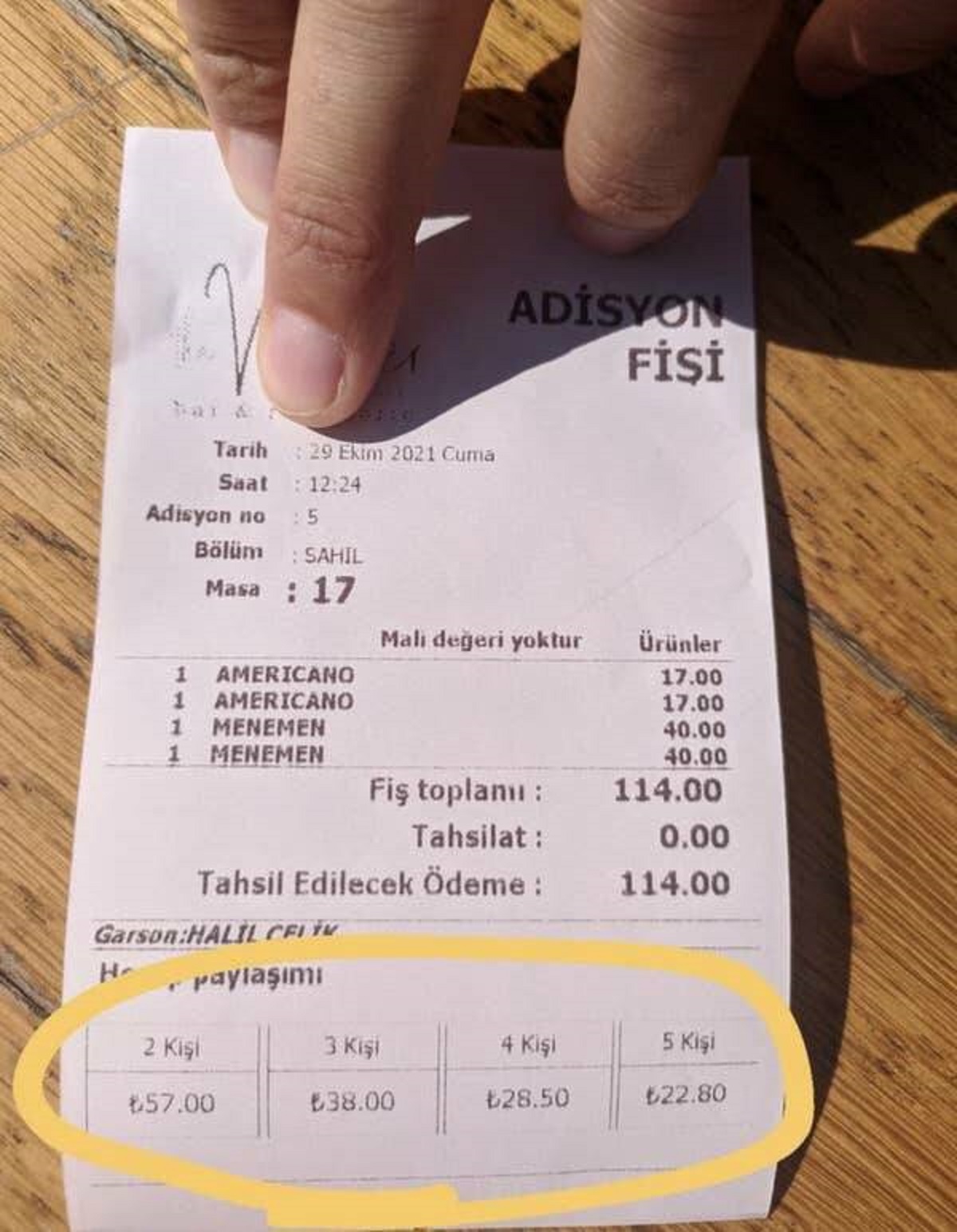 Turkey has a restaurant that automatically shows you how to easily split up the bill, so you don't even have to do any math.