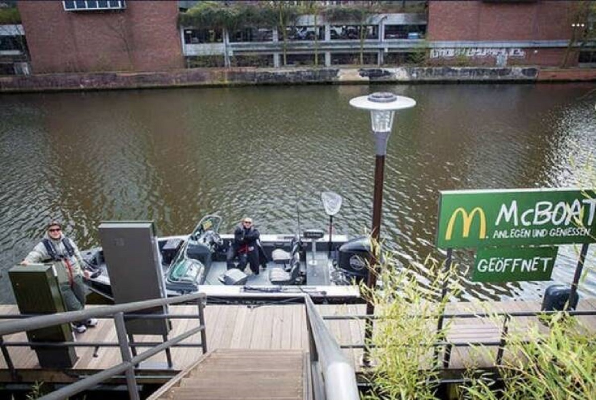 In Germany, there's a boat drive-thru for McDonald's in case you get hungry cruising down the river.