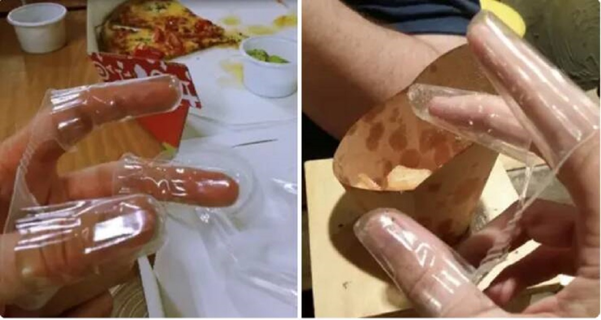 You can get mini gloves that just cover your fingers in South Korea — they often come with pizza or chips.