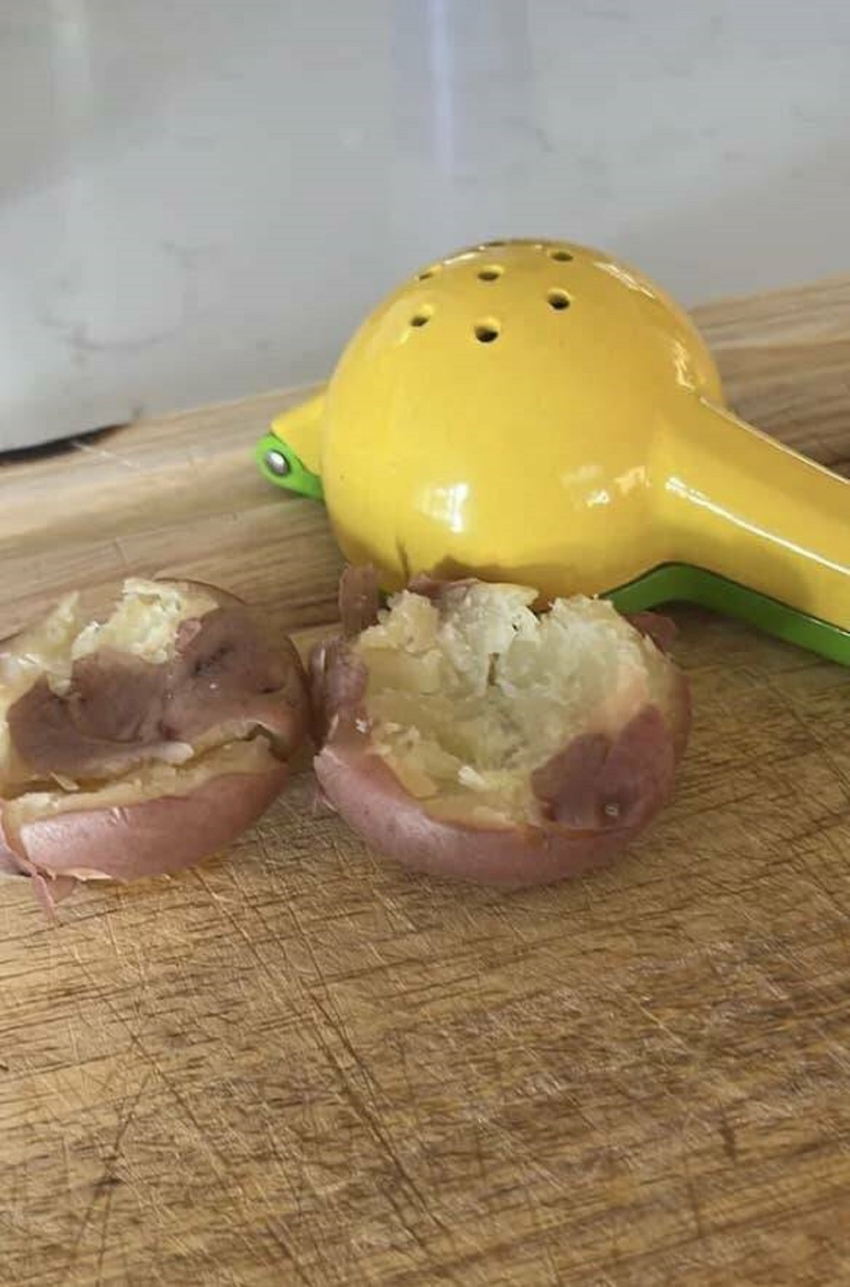 "Use a lemon juicer to make the perfect smashed potatoes that get extra crispy."