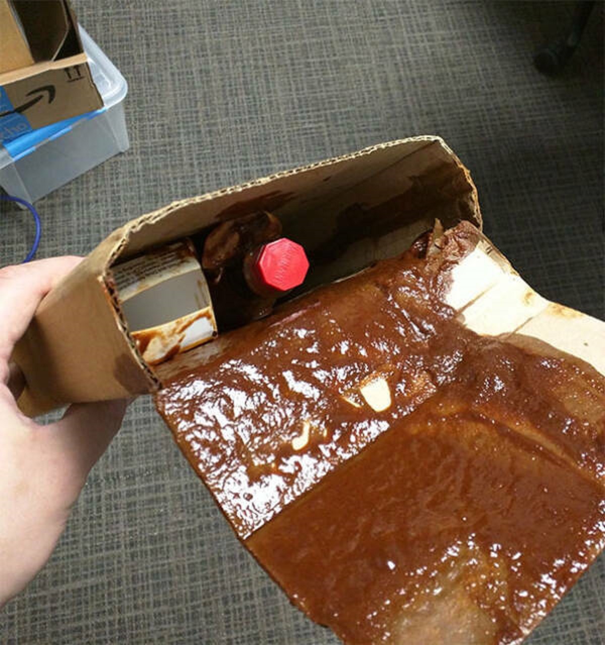 "When your hot sauce gets shipped without any protection."