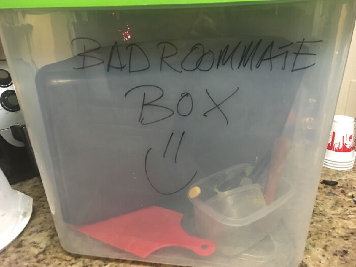 Update On My Jobless Roommate Who Won’t Do His Dishes. My Latest Invention: The Bad Roommate Box