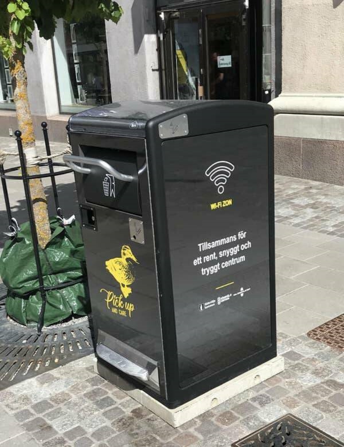 This trash can in Sweden has Wi-Fi so that people are more likely to go near it and then throw away trash.