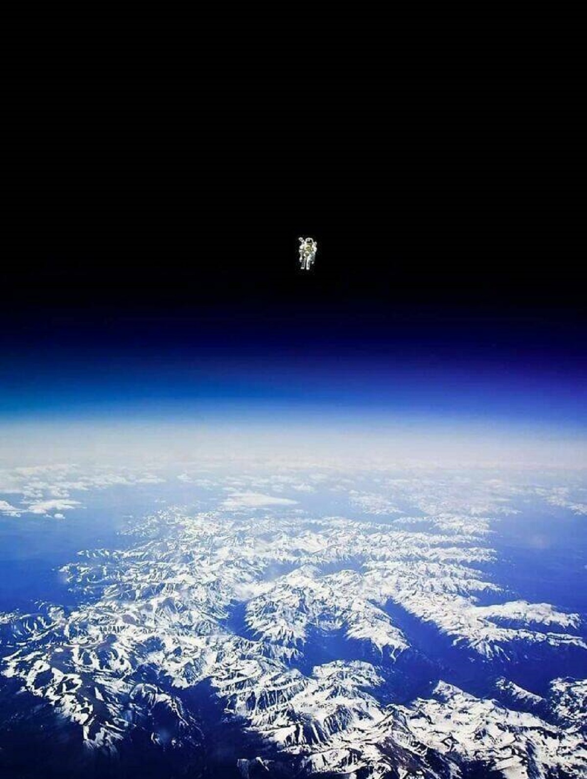 "Astronaut Bruce Mccandless II Floats Untethered Away From The Safety Of The Space Shuttle"

"With nothing but his Manned Maneuvering Unit keeping him alive. The first person in history to do so."