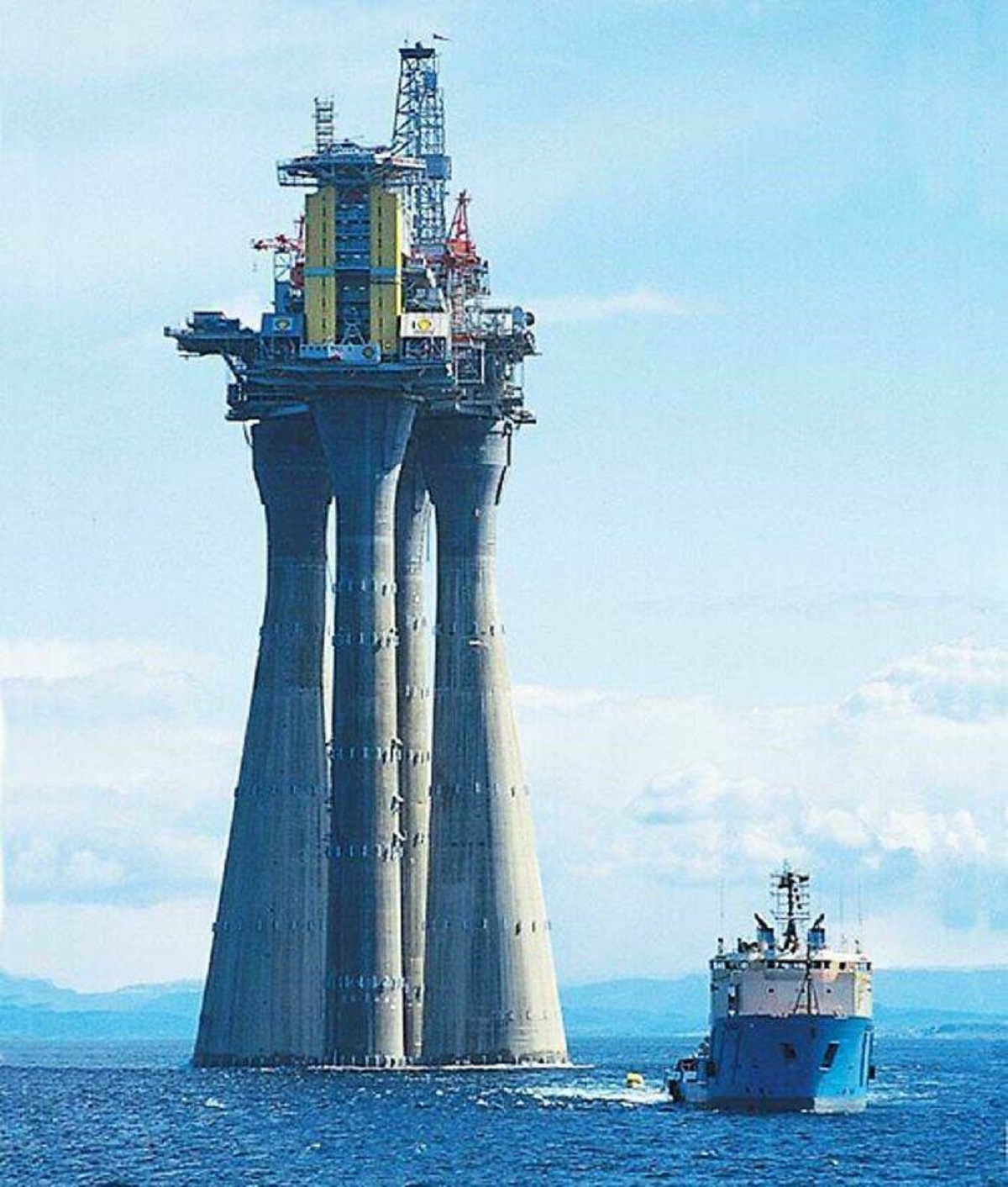 "Troll-A, Over 1500 Feet Tall, Being Taken Out To Sea Before It’s Legs Are Sunk Down To The Ocean Floor"