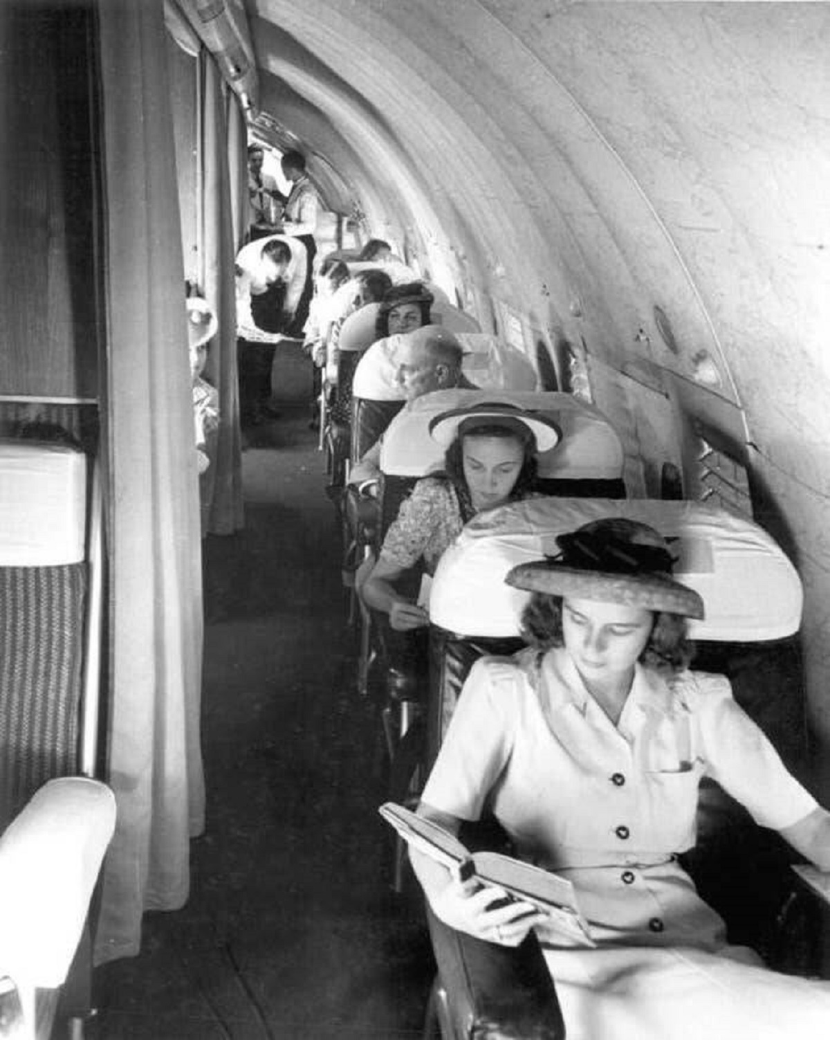 This is what the passenger cabin on a Pan Am flight in the 1940s looked like: