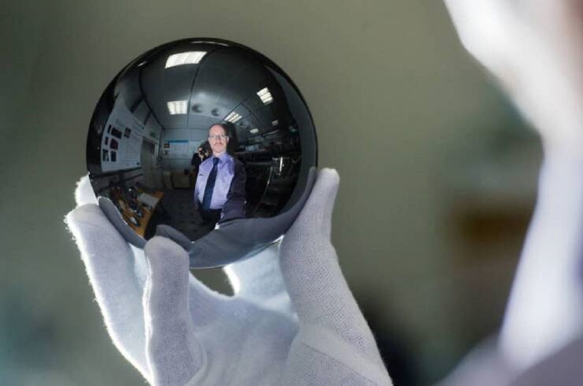This silicon sphere is the roundest object in the world:It was created to "redefine the kilogram in terms of the Planck constant." In addition, if this sphere was enlarged to be the same size as Earth, the highest point and the deepest point would be just 10 feet apart.