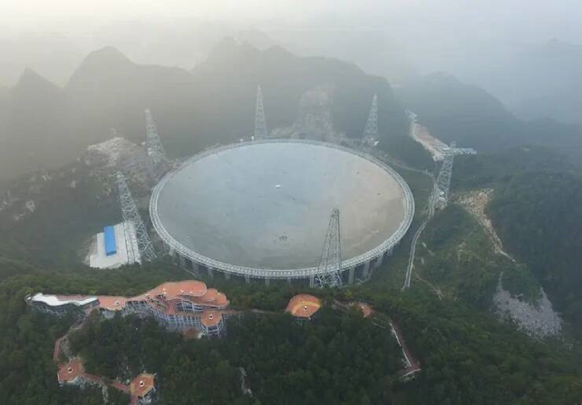 This behemoth is the world's largest telescope, the FAST telescope located in China: