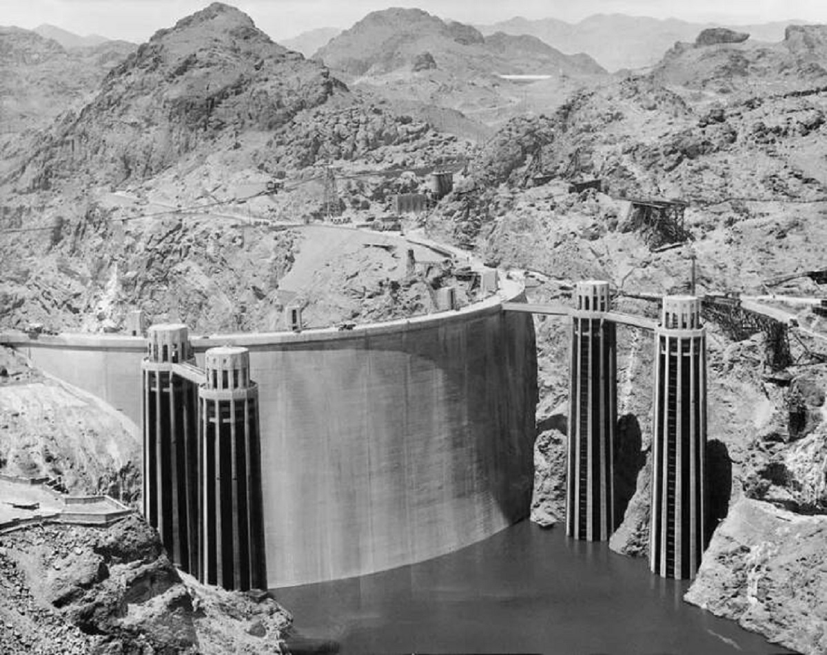 This is what the "back" of the Hoover Dam looked like prior to being flooded with water: