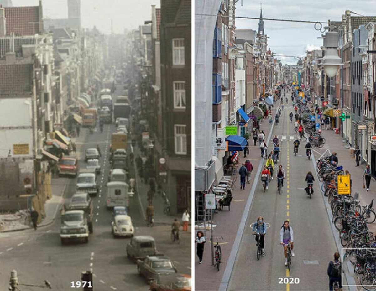 "Haarlemmerdijk Street In Amsterdam, Netherlands (1971 And 2020)"
