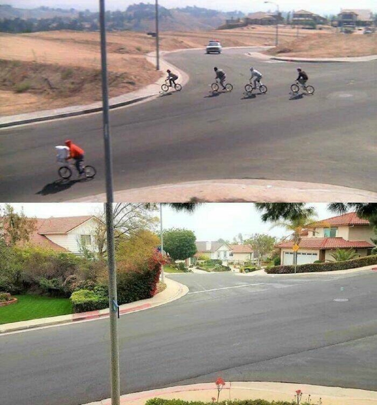 "Intersection Of Beaufait And Darby Avenues, Porter Ranch, San Fernando Valley, Los Angeles - From A Scene In “E.t.” In 1982 And In 2022"
