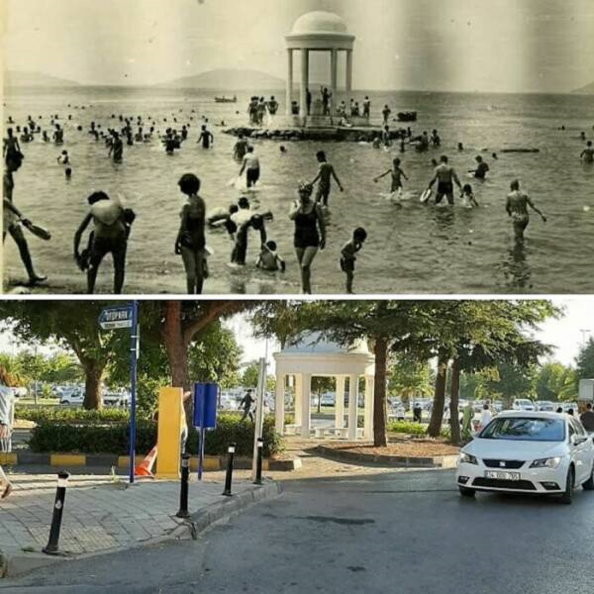 "Süreyya Beach In 1940s And Nowadays, Istanbul"