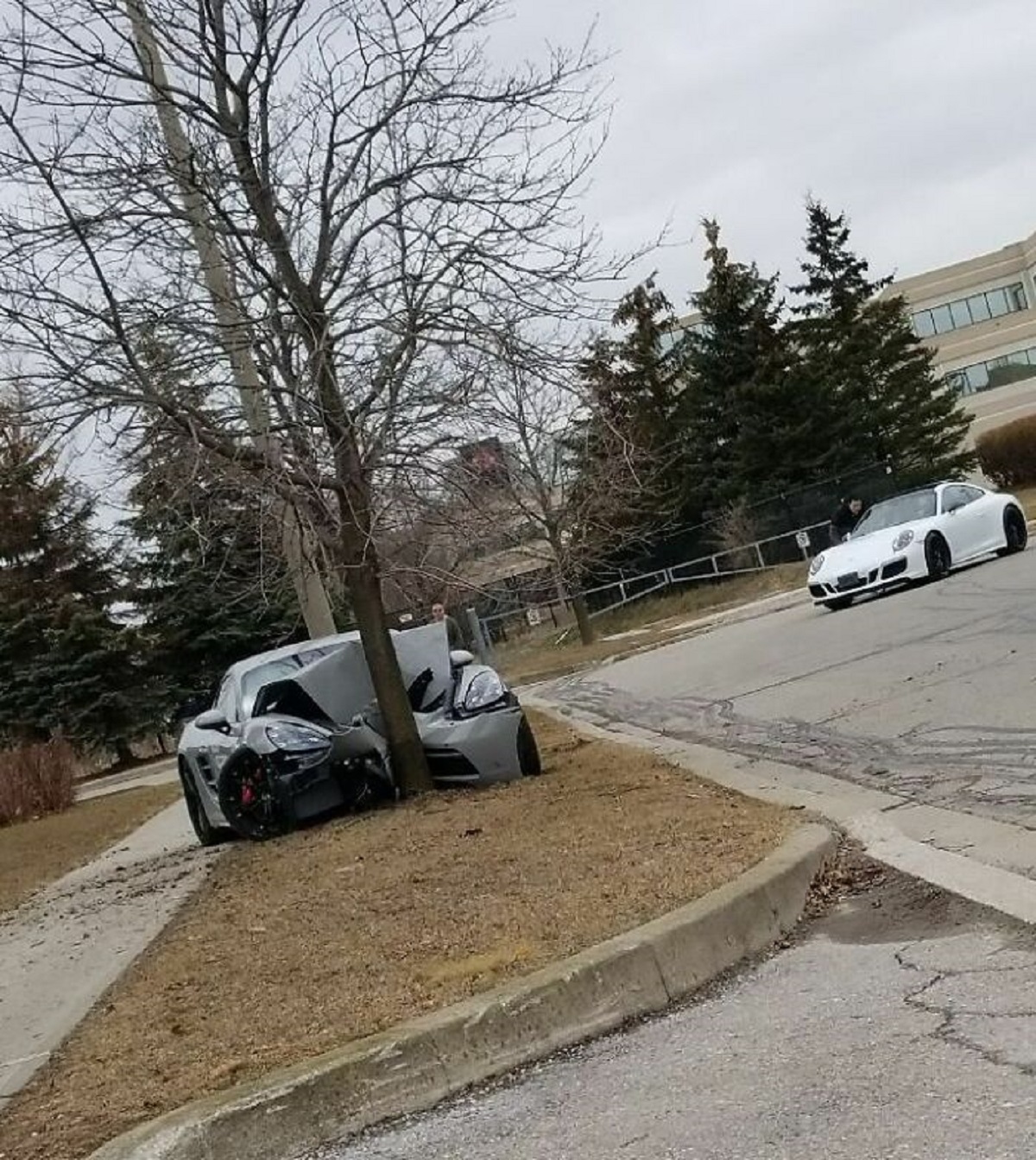 Buddy Crashes A Porsche On A Test Drive First Corner Out Of The Dealership