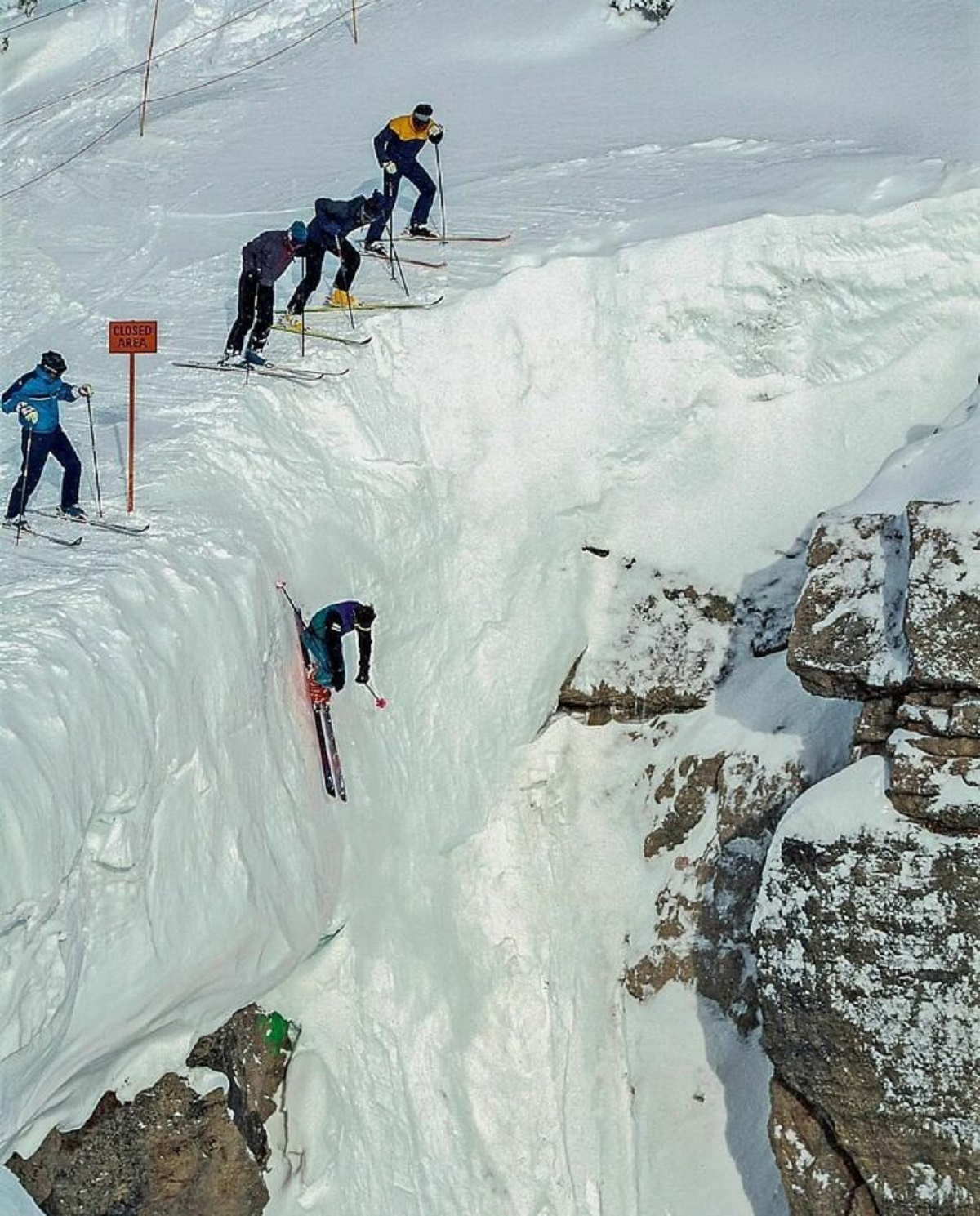 Doug Coombs Dropping Into Corbert's Couloir, Jackson Hole, Wyoming. 1989