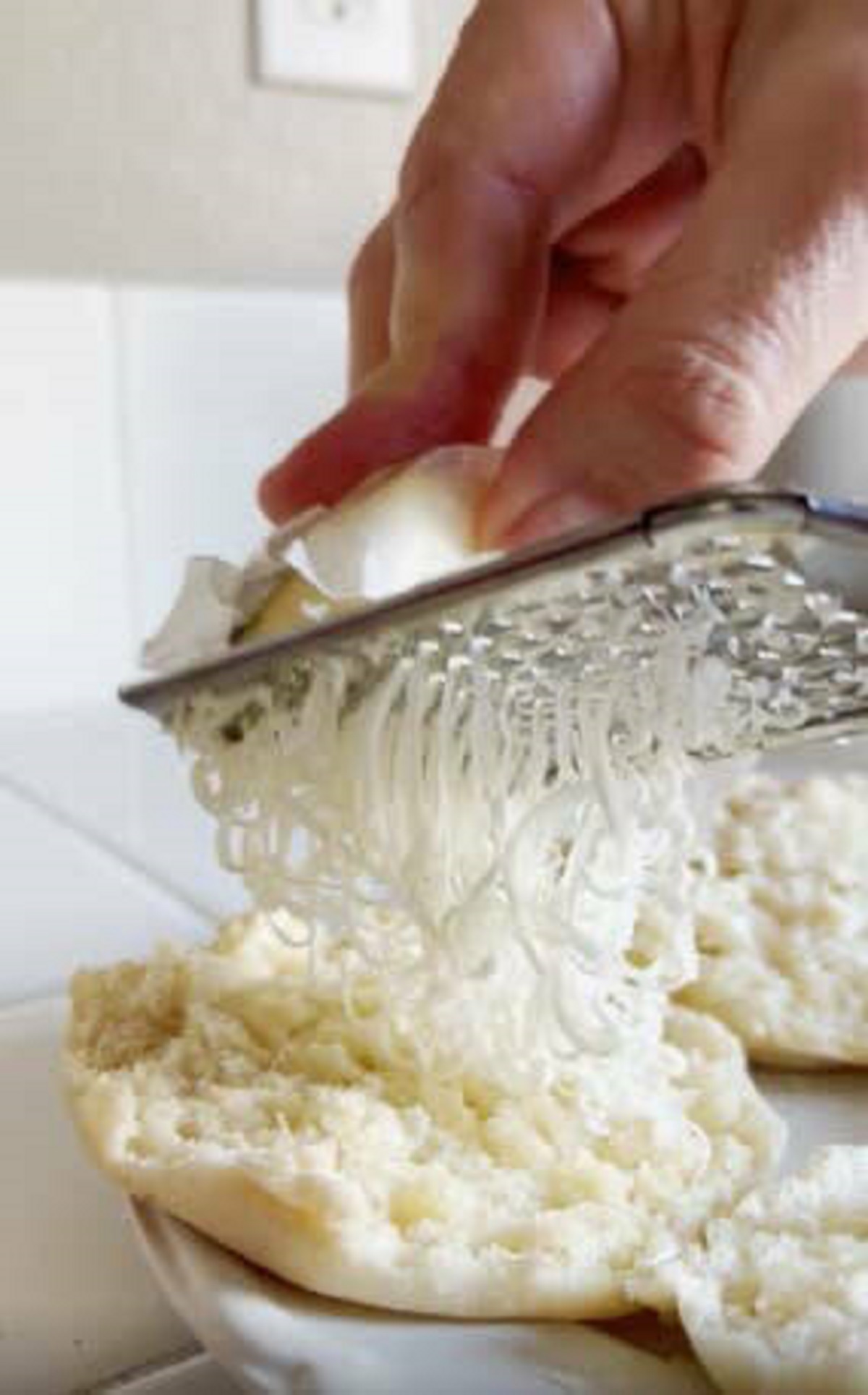 "Use a cheese grater when you need to spread cold butter on cold things (like pre-buttered toast or pie crust batter)."