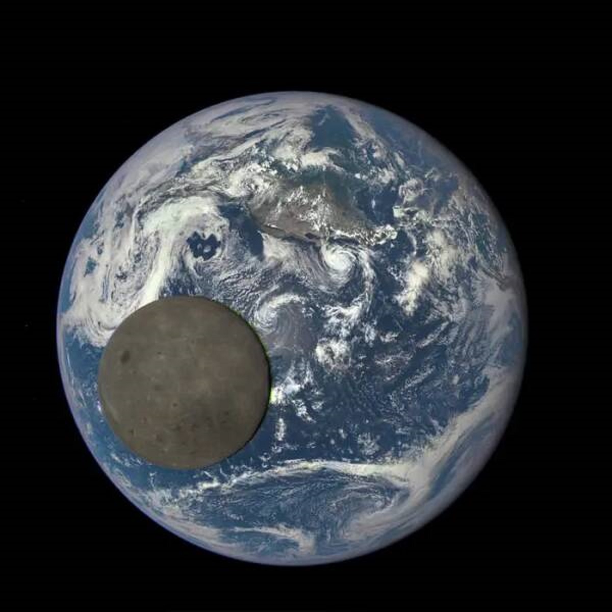 This is a REAL picture of the moon crossing in front of the Earth: