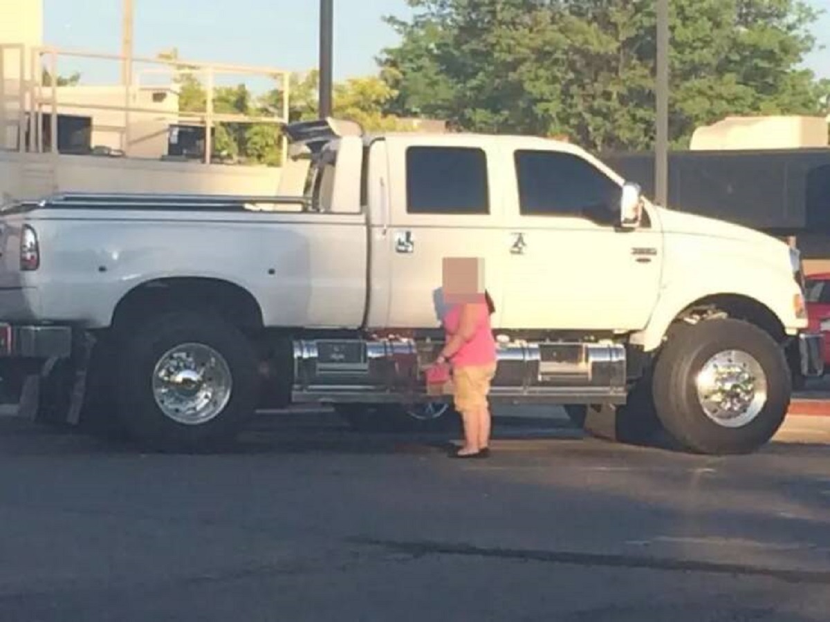 This is how big a Ford F-650 truck is compared to a typical sized person: