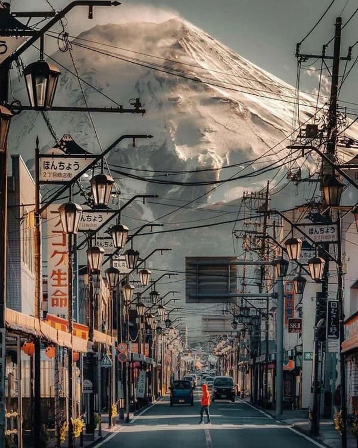 “Mt. Fuji view from a nearby town.”