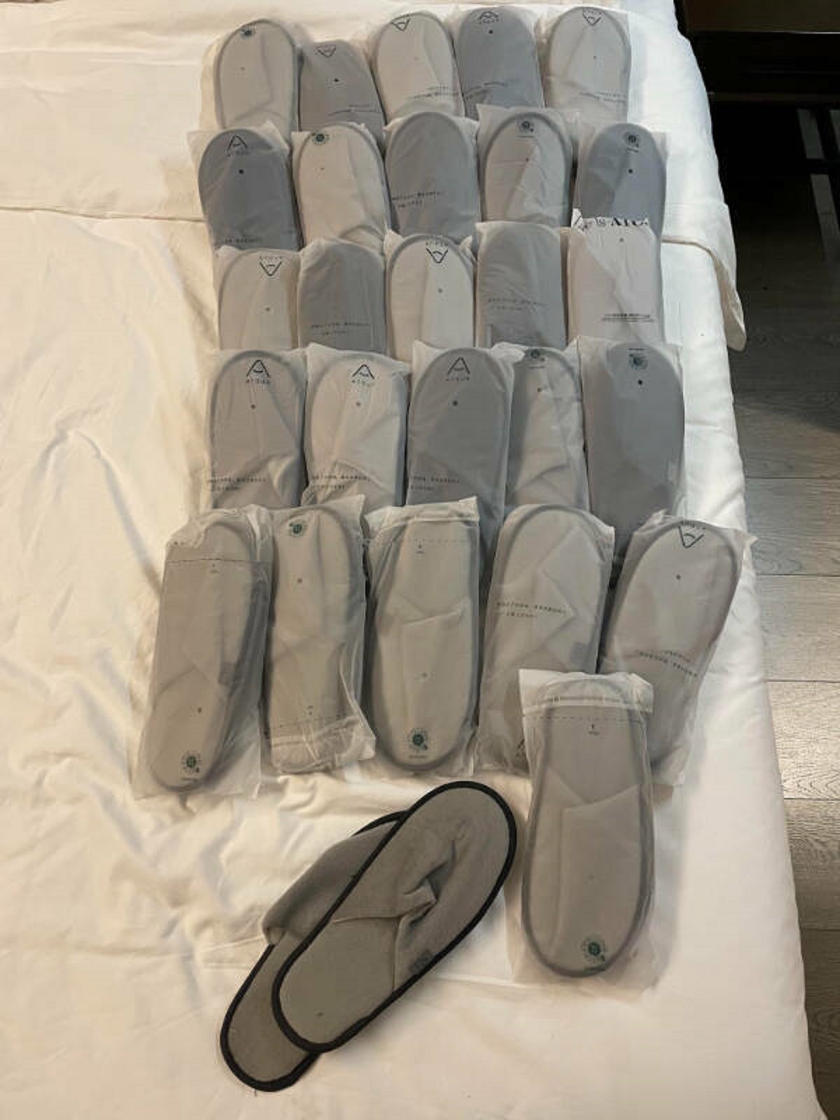 “The amount of slippers I have received in the past year of living in a hotel in China”