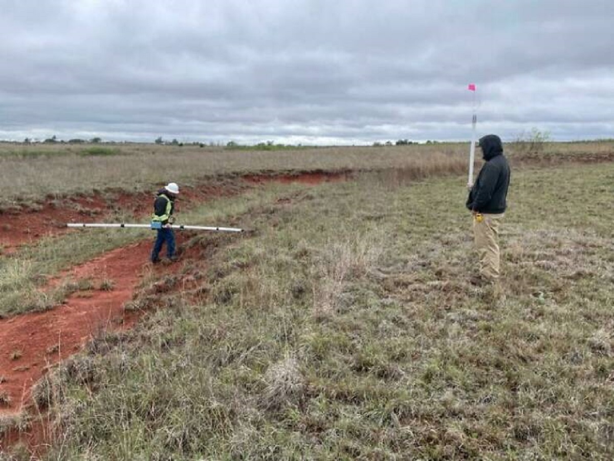 "Geonics Em-31 Electromagnetic Survey Unit. That’s Me Using It To Check The Conductivity Of The Soil That Correlates To Chloride Levels From An Oil And Gas Spill"