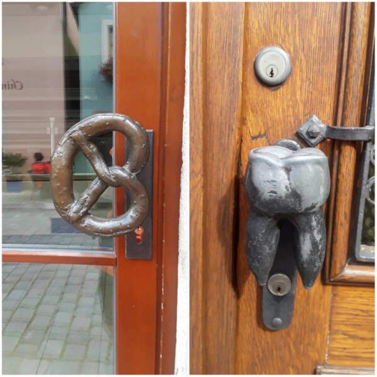 “These door handles match the professions of the workers in the buildings.”