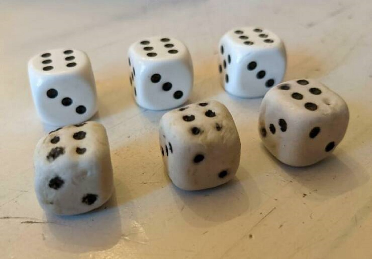 "My Mother-In-Law Plays A Lot Of Yahtzee. Bottom Row Are Her Favorite Dice"