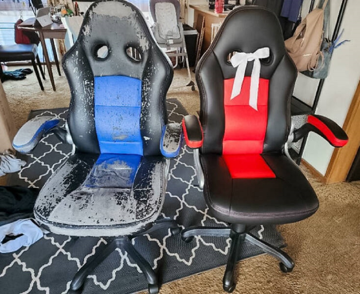 "My Husband's Decade-Old Computer Chair vs. New One, The Same Model, I Am Surprising Him With"