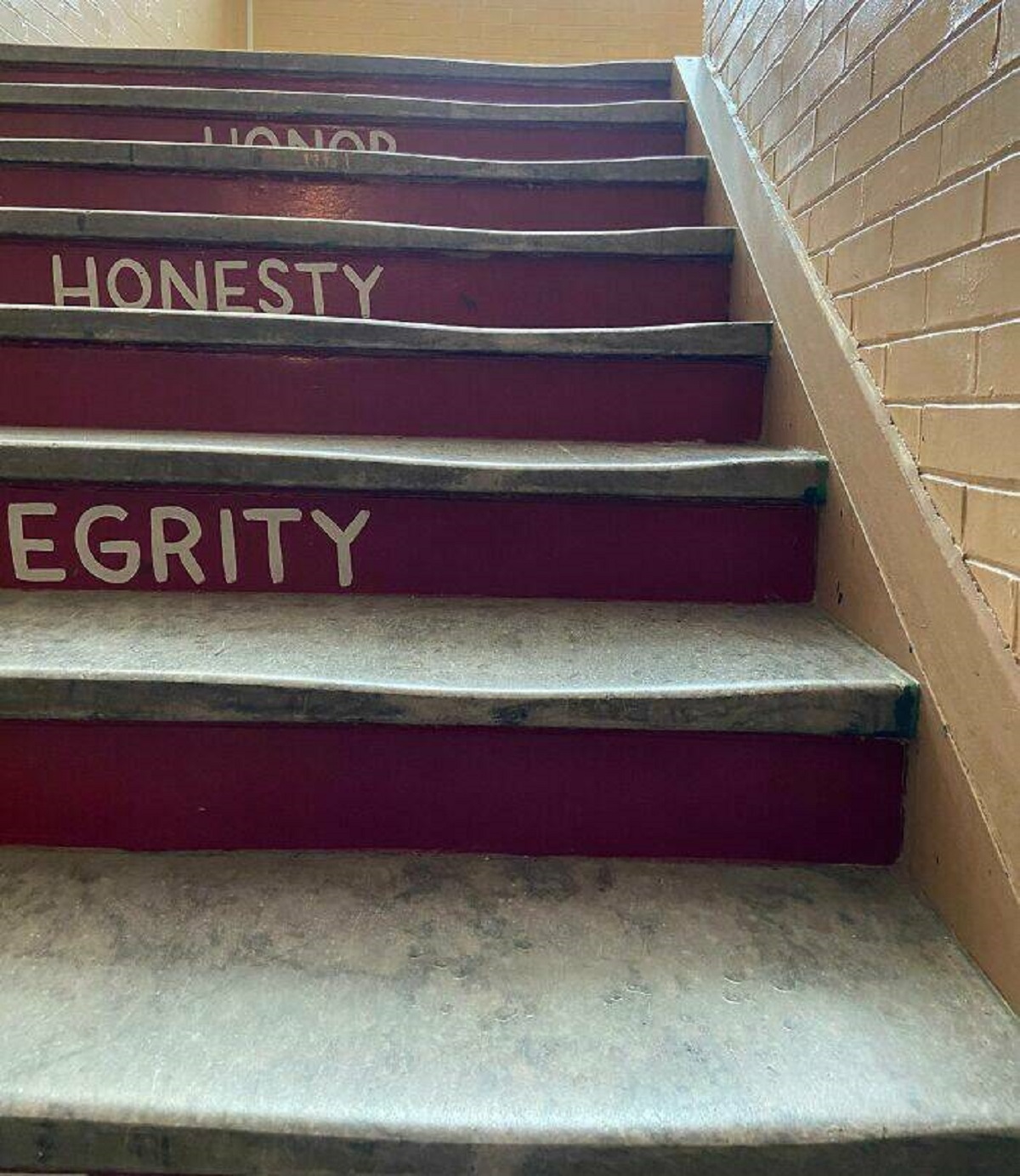 "I Work In A School That Was Built In 1917. These Are The Stairs From Students Walking On Them For Over A Century"