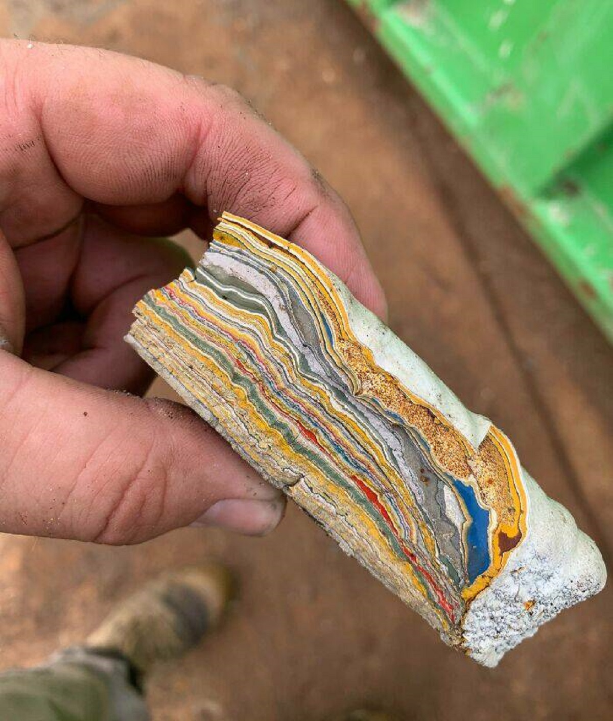 "Years Of Paint Build-Up I Chipped Of An Old Trestle At Work"