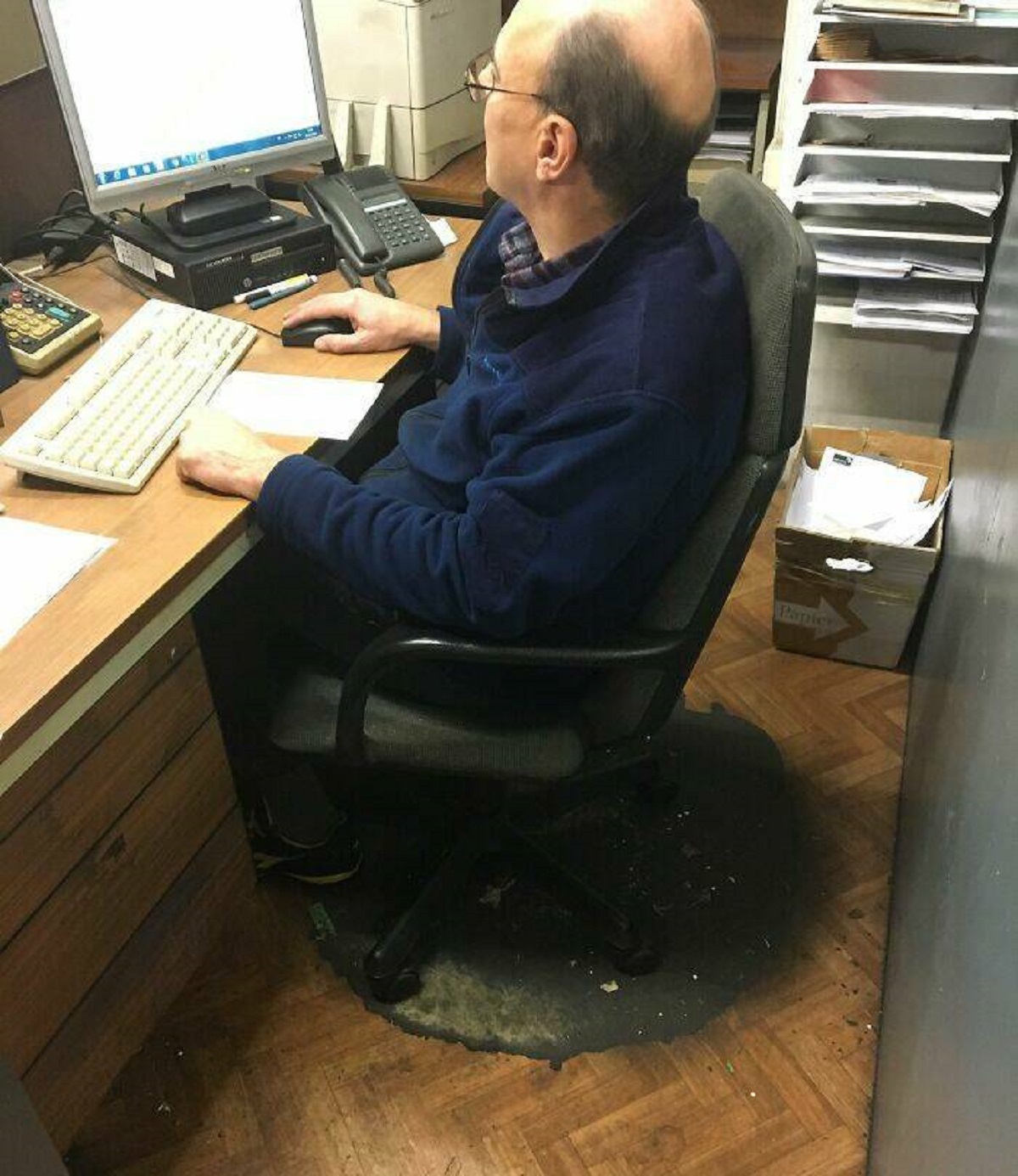 "What Working And Sitting On The Same Spot For 41 Years Does To The Floor"